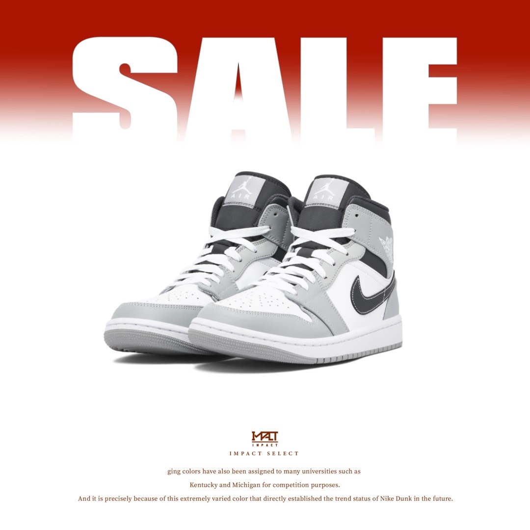 【清倉優惠】Nike Air Jordan 1 MID Light Grey 灰黑 男款 554724-078