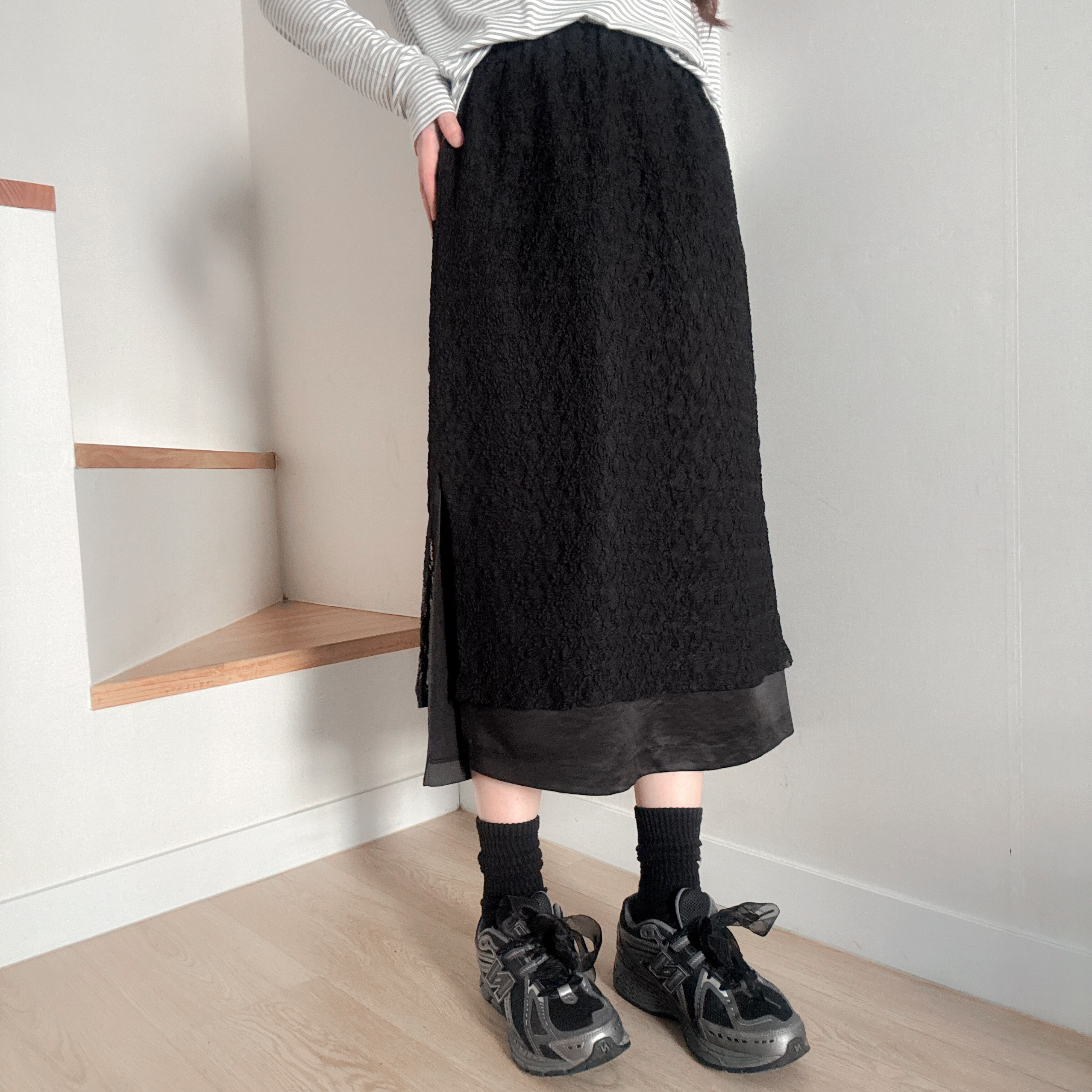 蕾絲layer直身裙