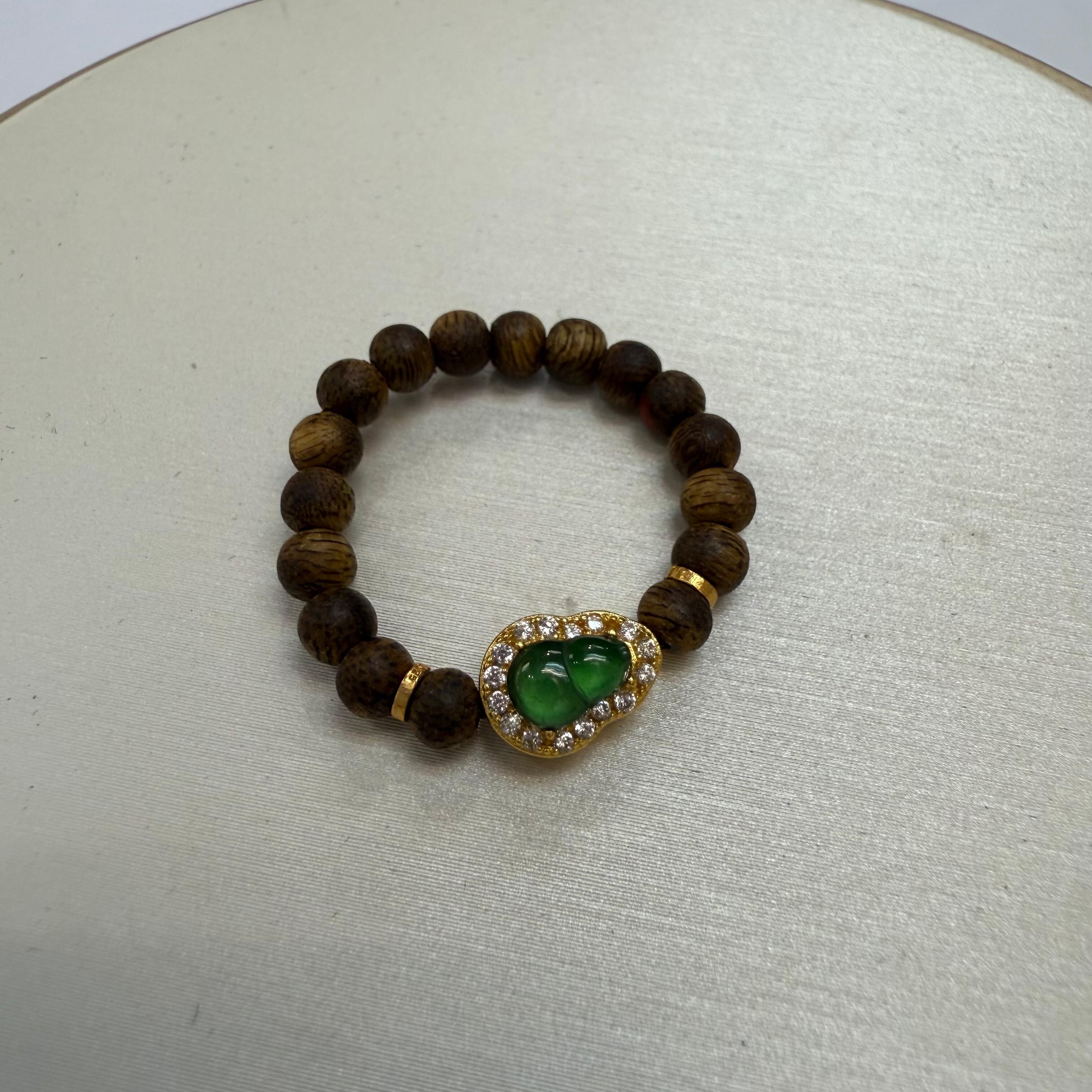 HKAF1214-049 綠棋楠翡翠陽綠戒指  (A47)