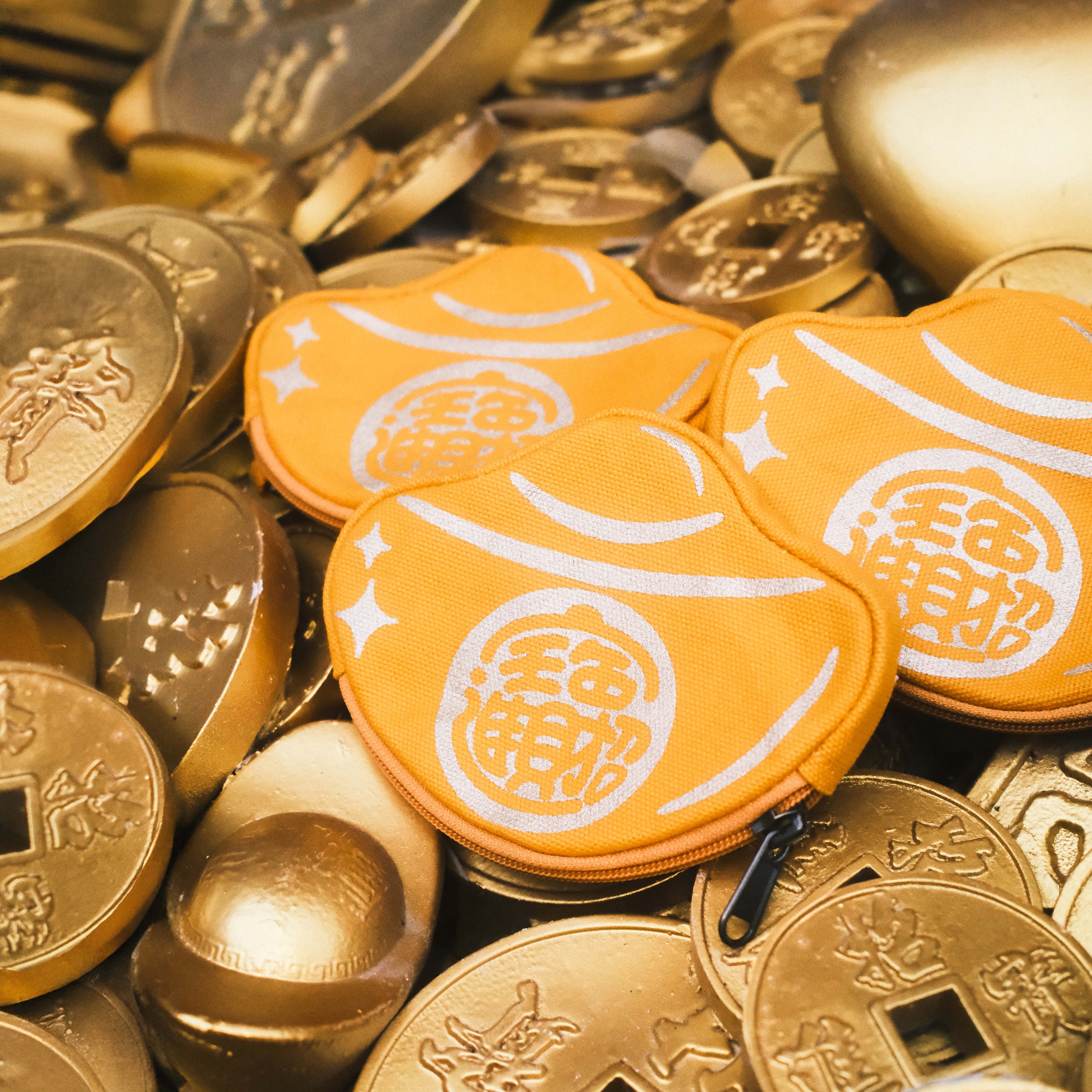 帆布招財進寶金元寶零錢包