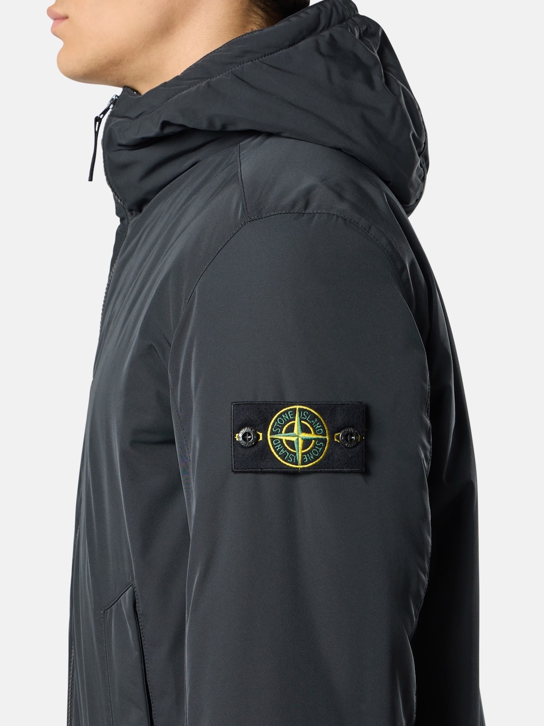 Stone Island Micro Twill Padded Hooded Jacket with Anti-Drop & Snap Pockets | 25FW Black