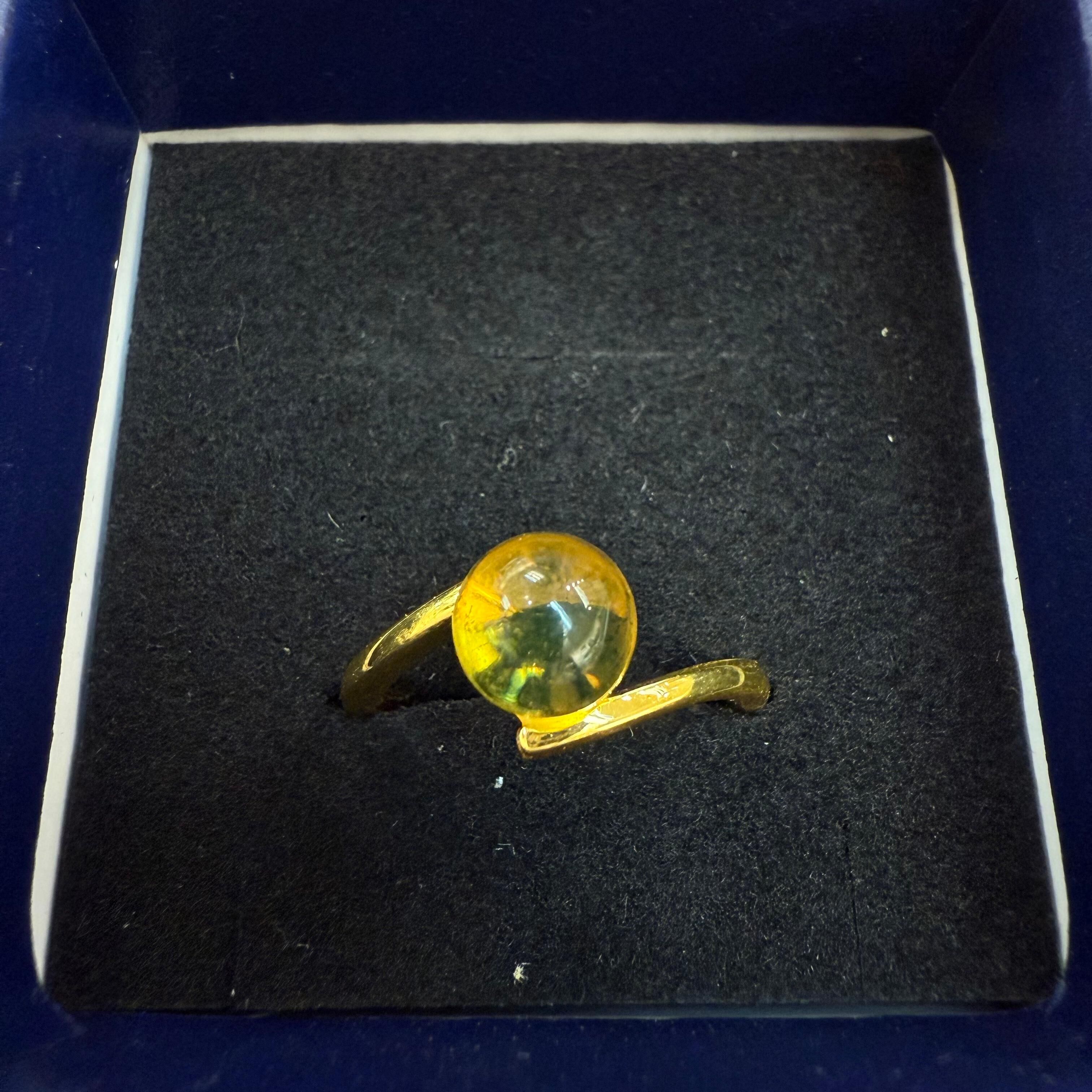 HKAF1214-050 藍琥珀開口戒指  (A48)