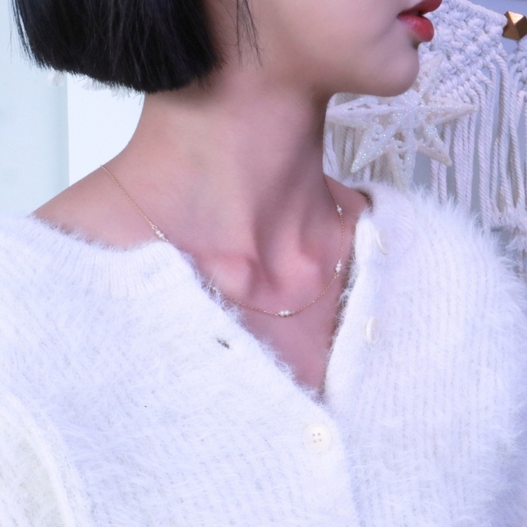 微珠光 天然珍珠 純銀項鍊