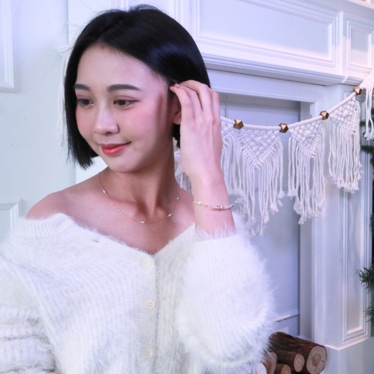 微珠光 天然珍珠 純銀項鍊