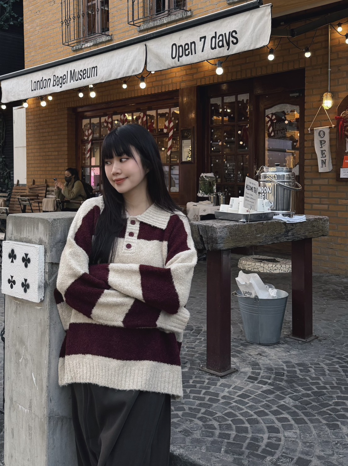 <25DEC韓國女裝> DC01 POLO領條紋針織上衣 一色