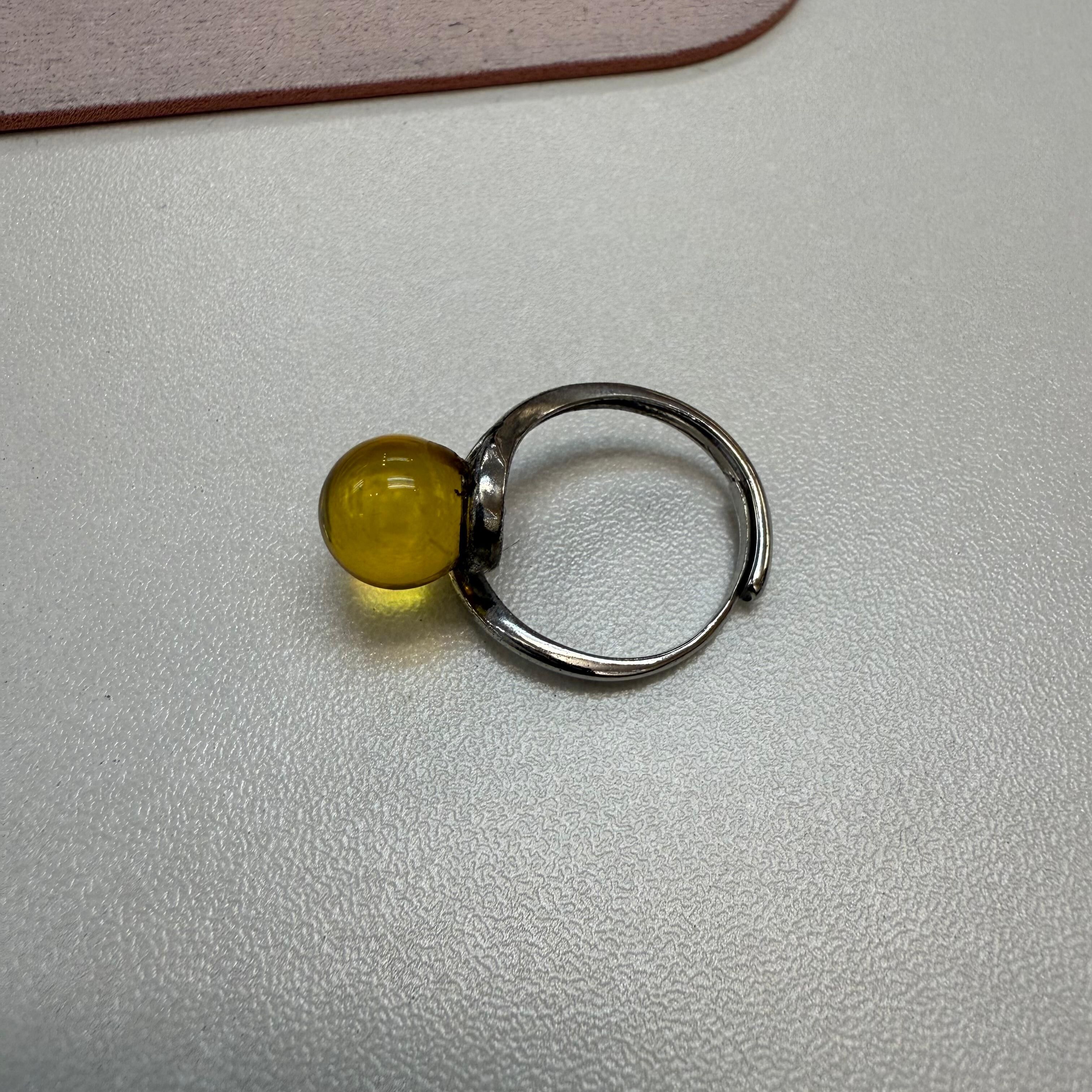 HKAF1214-057 藍琥珀開口戒指  (A55)