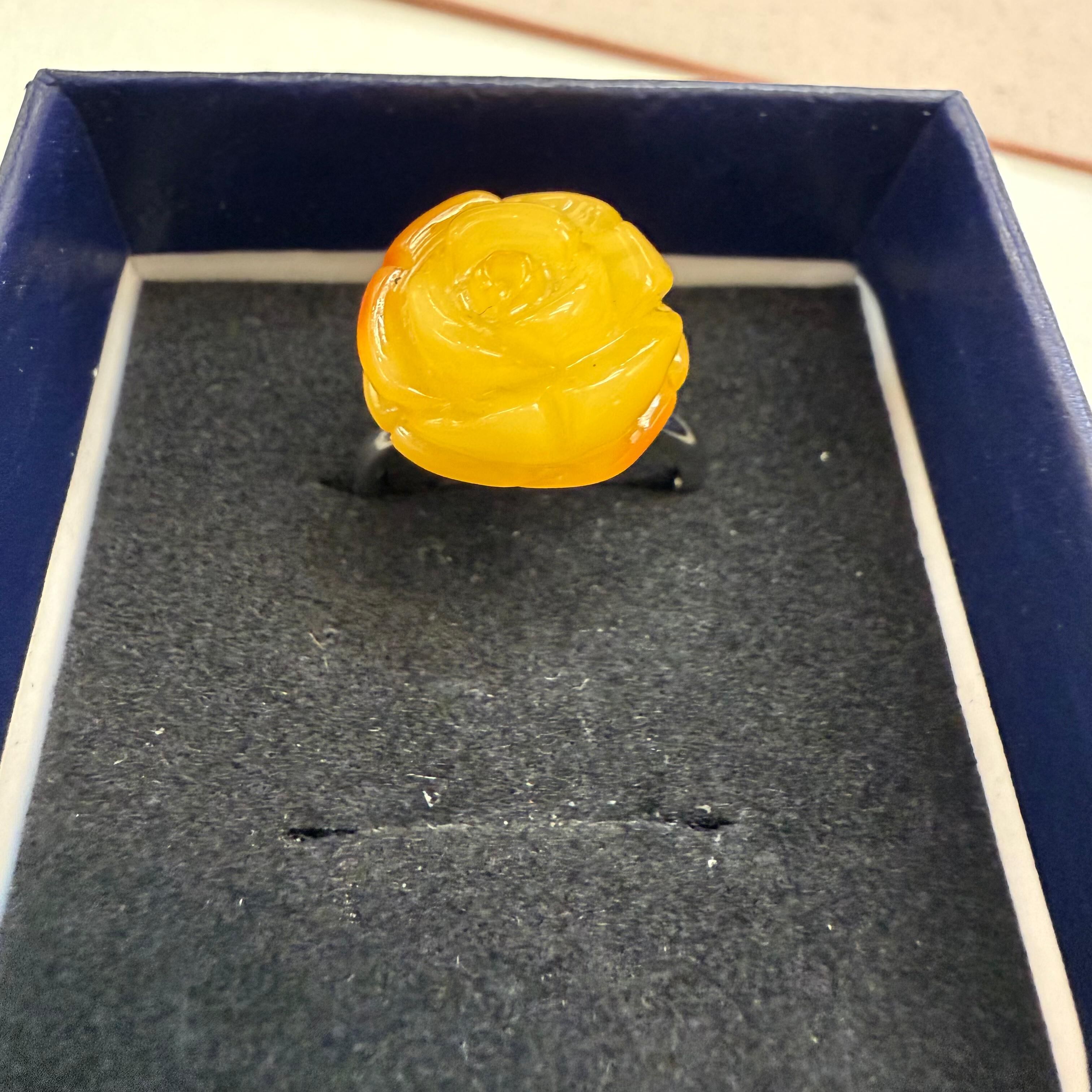 HKAF1214-058 蜜蠟花花開口戒指  (A56)