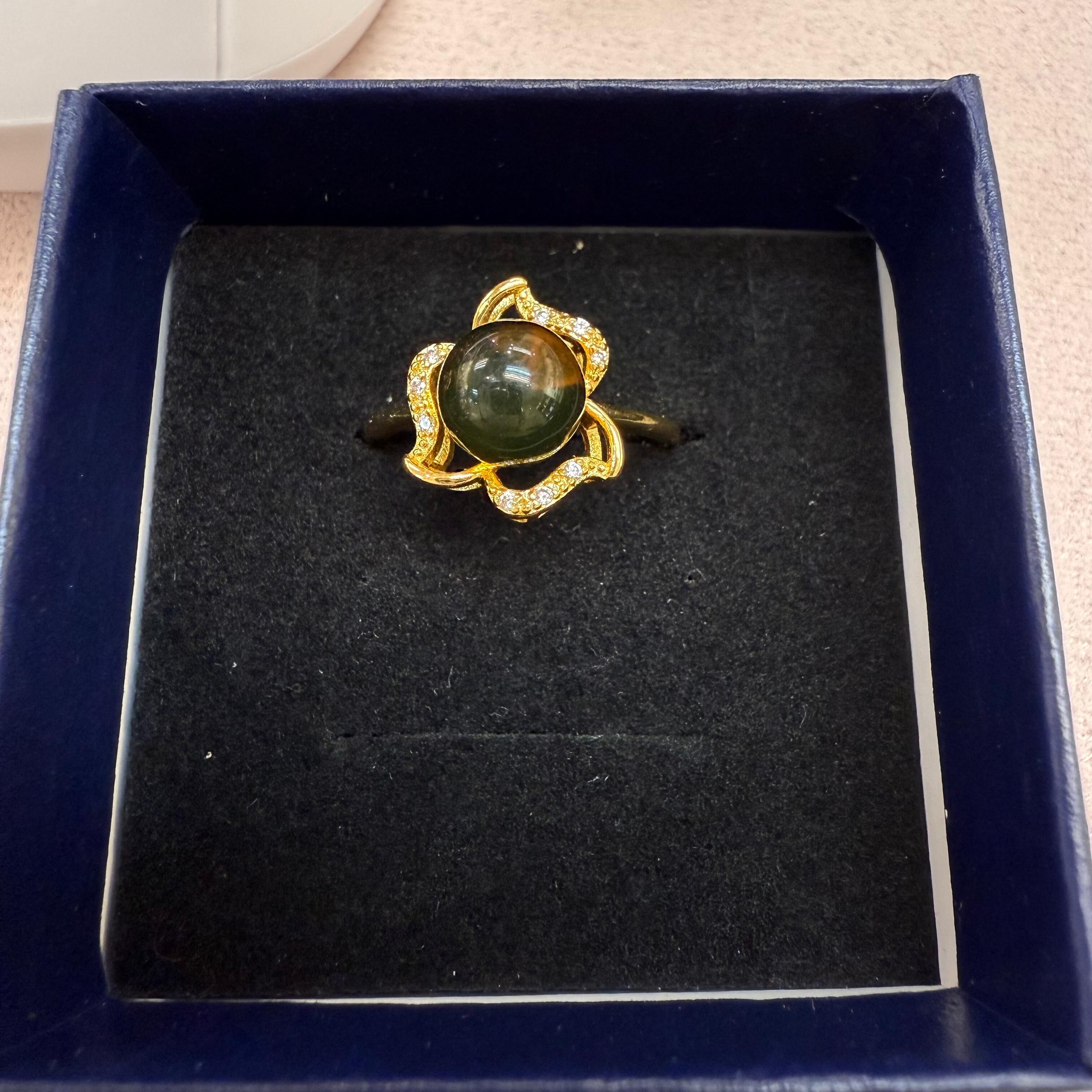 HKAF1214-060 藍琥珀開口戒指 (A58)