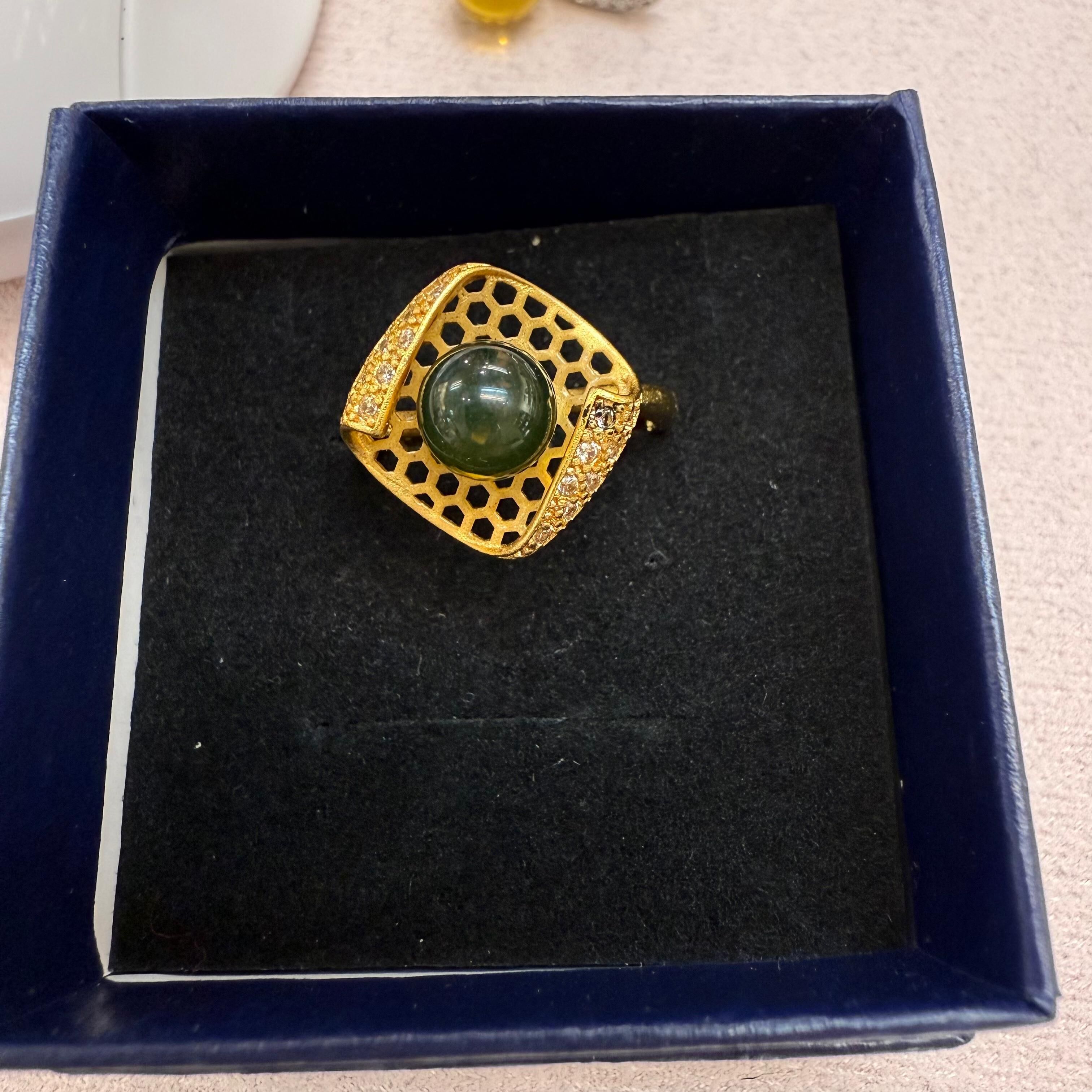 HKAF1214-062 藍琥珀開口戒指 (A60)