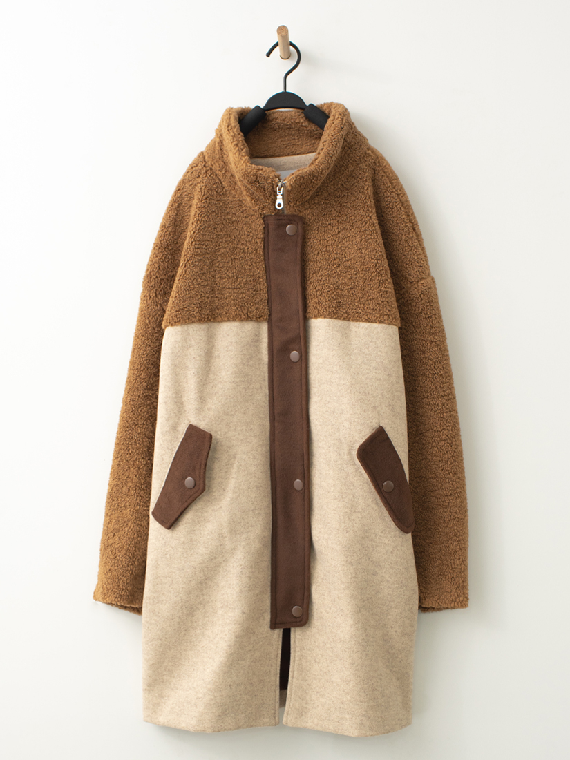 羊羔絨毛料大衣外套