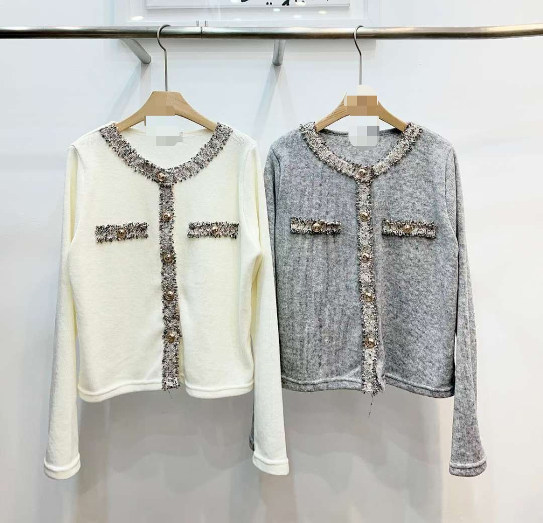小香風滾邊針織上衣