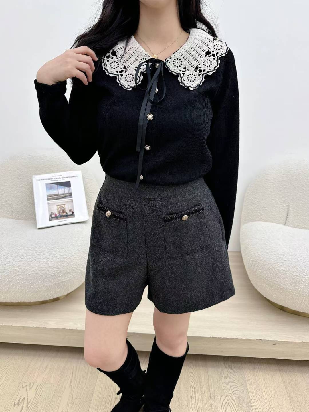 編織蕾絲花上衣