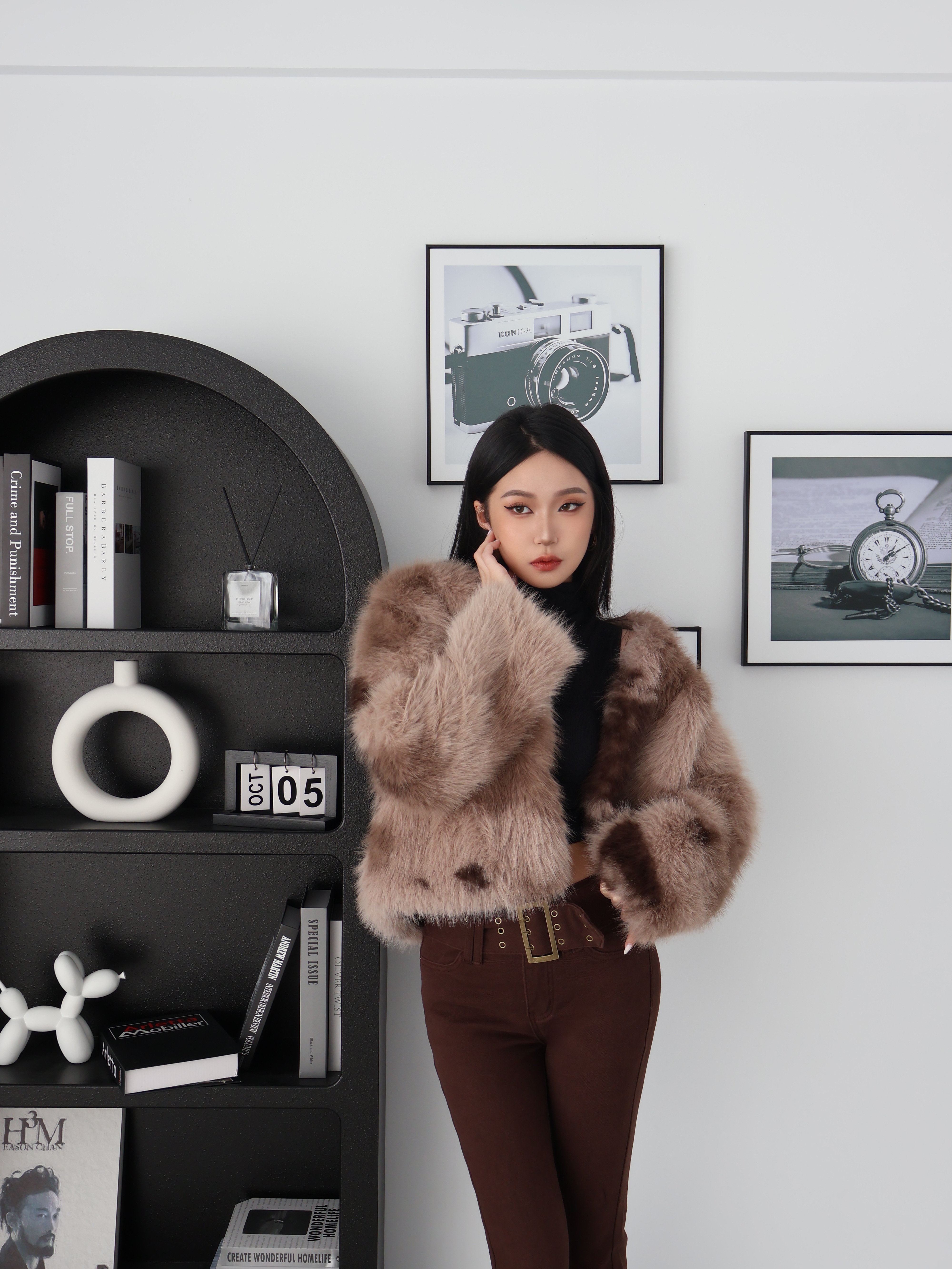 渲染色塊毛毛外套