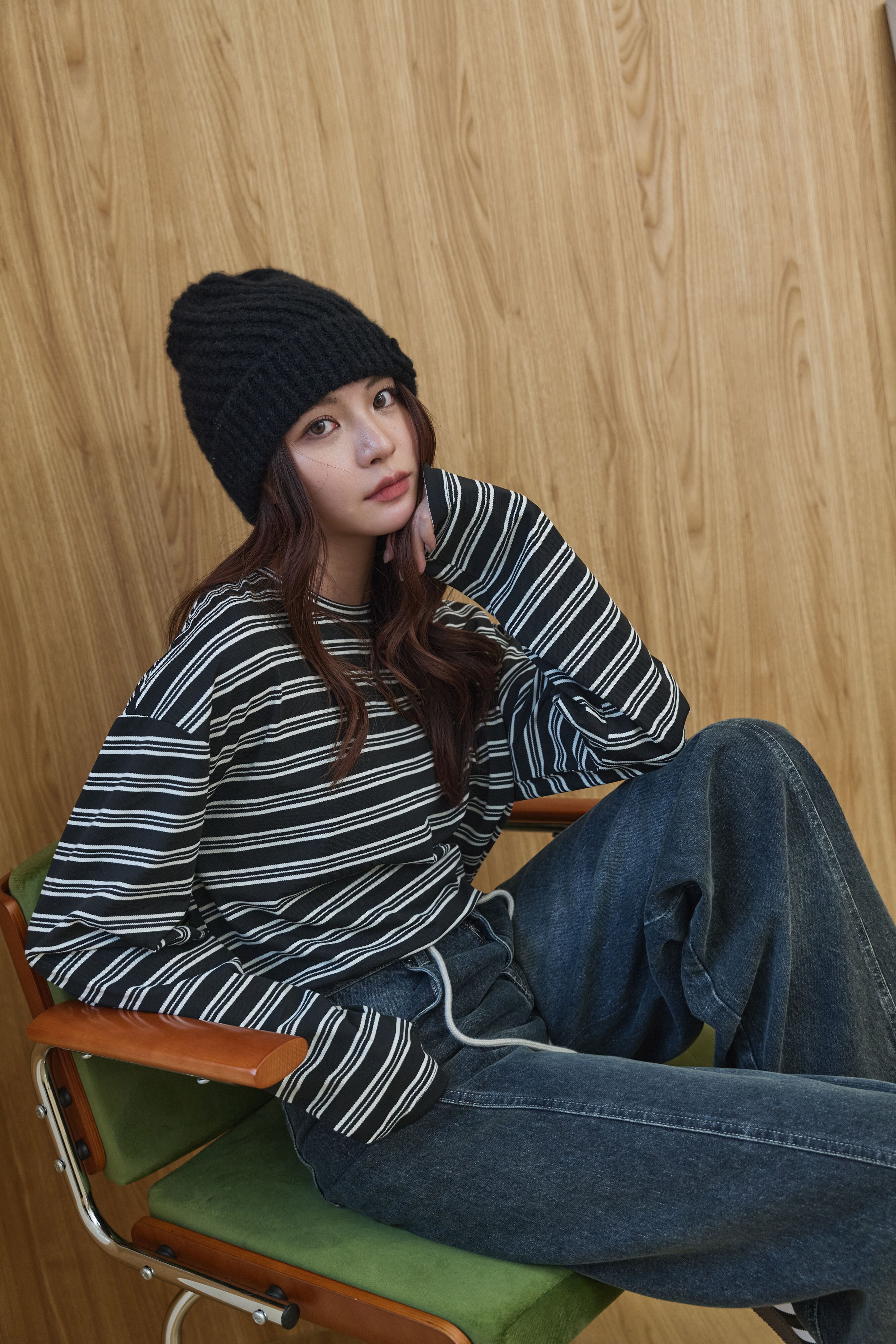 Gmade/Soft Line 經典條紋微落肩寬鬆上衣