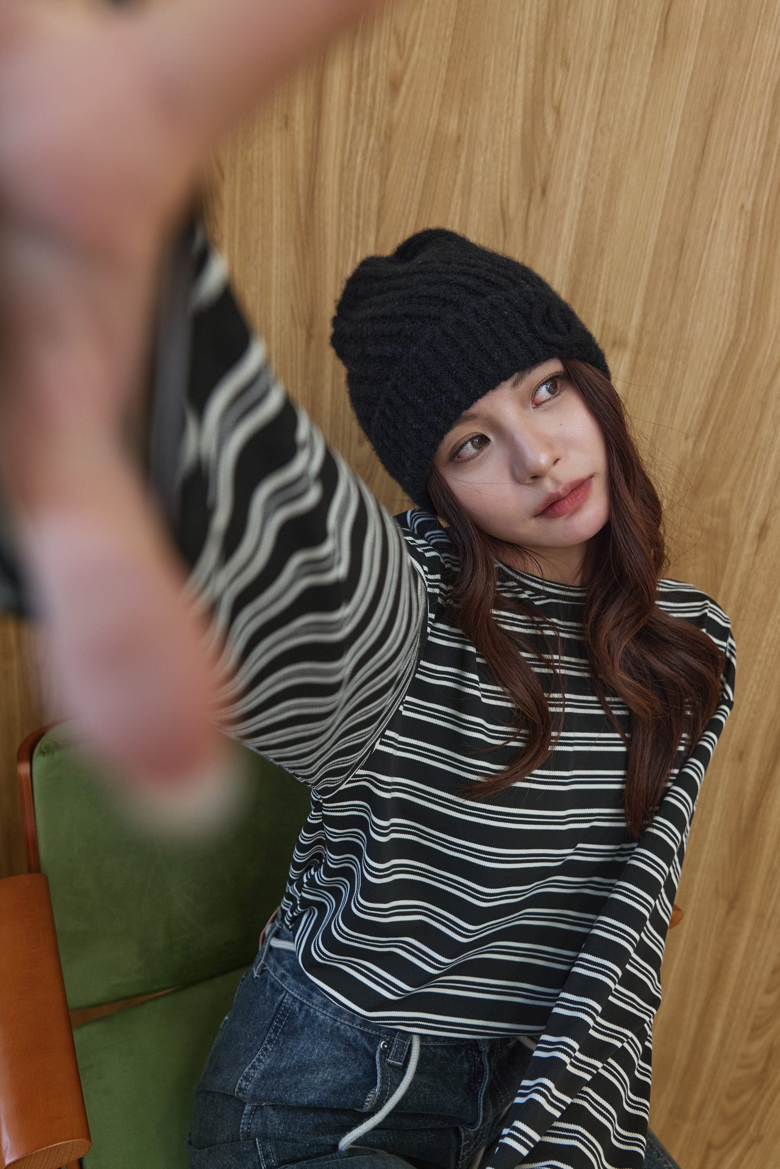 Gmade/Soft Line 經典條紋微落肩寬鬆上衣