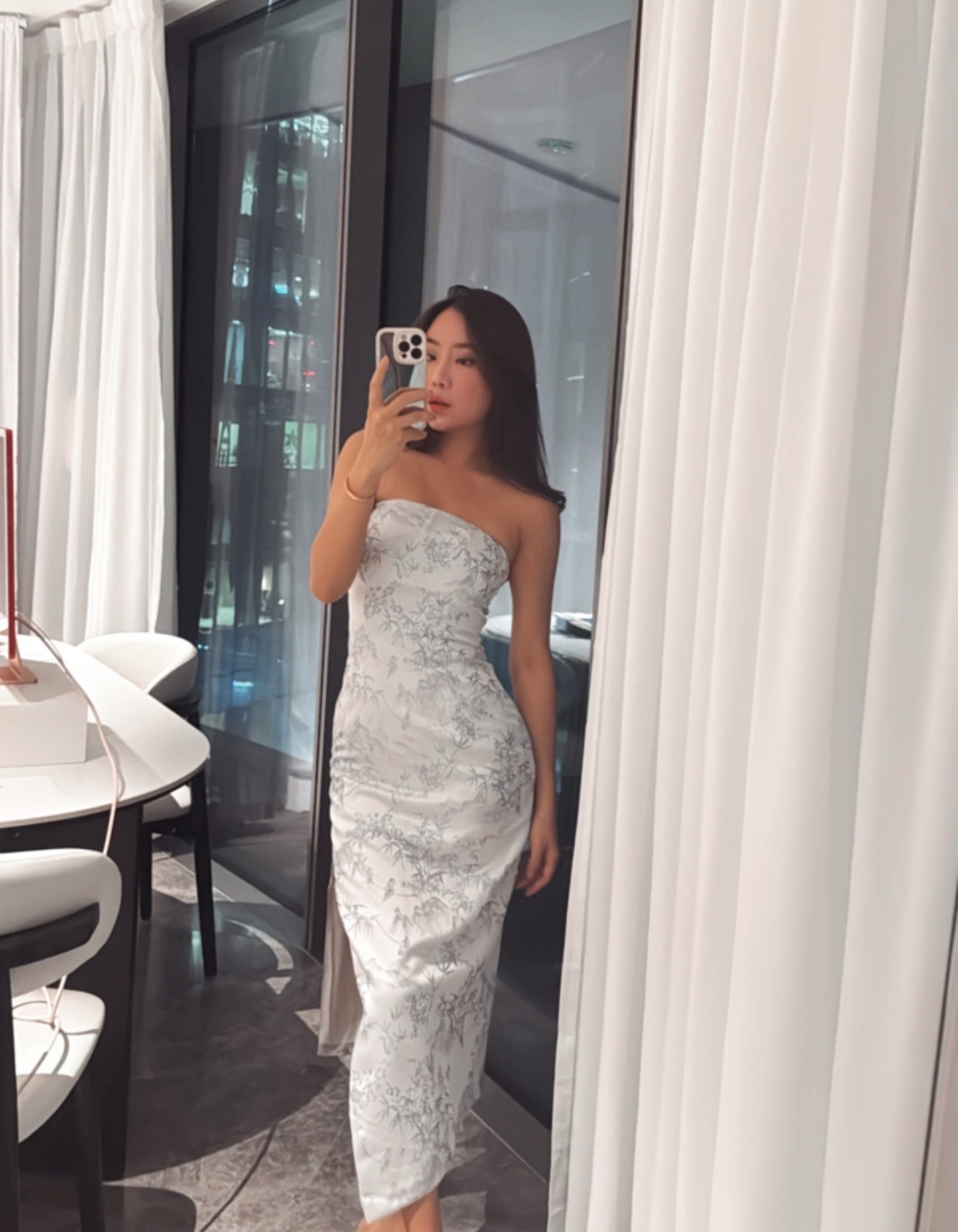 Gumiho 九尾狐 刺繡旗袍平口開衩洋裝