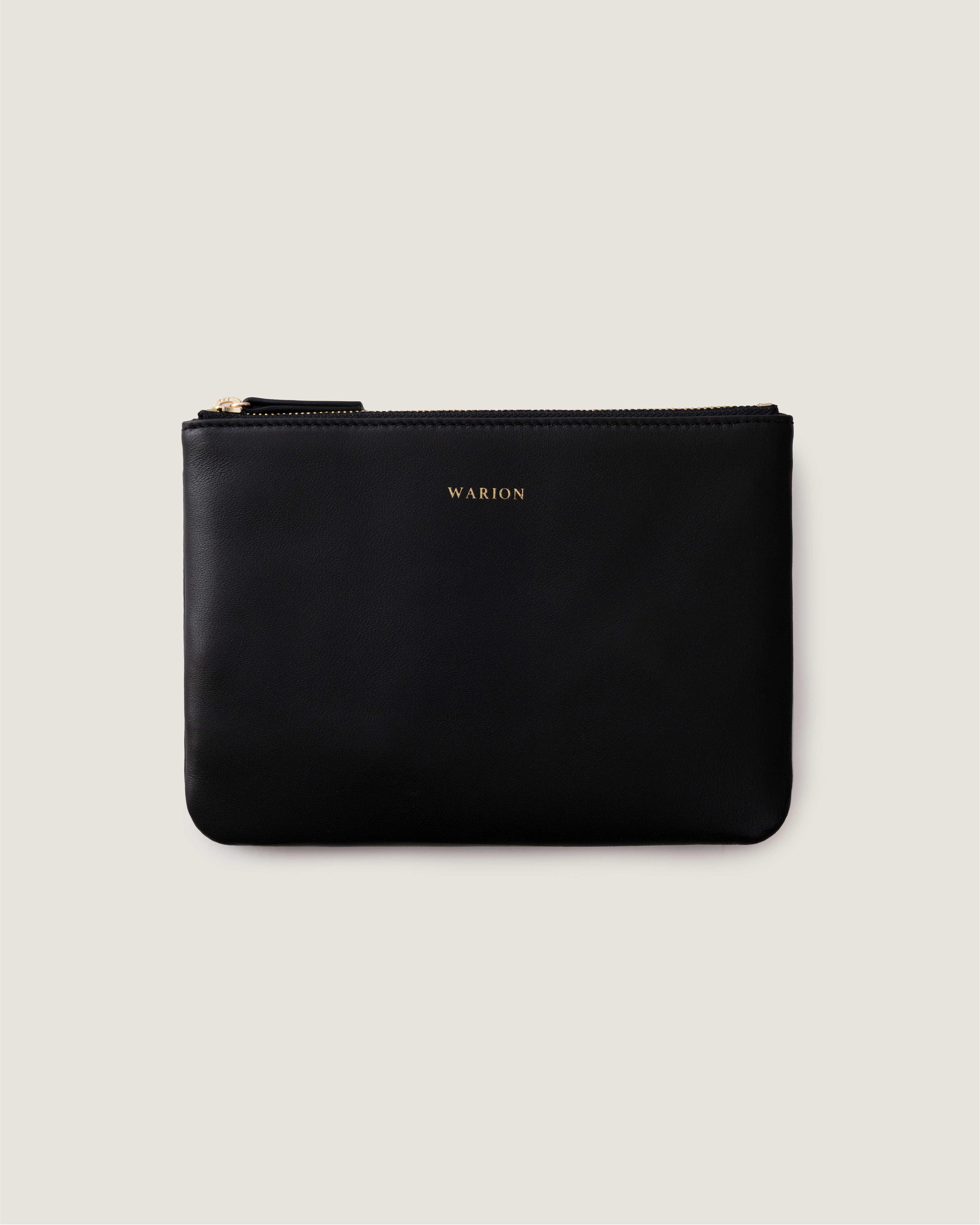 Classic Italian Leather Clutch Bag - Black
