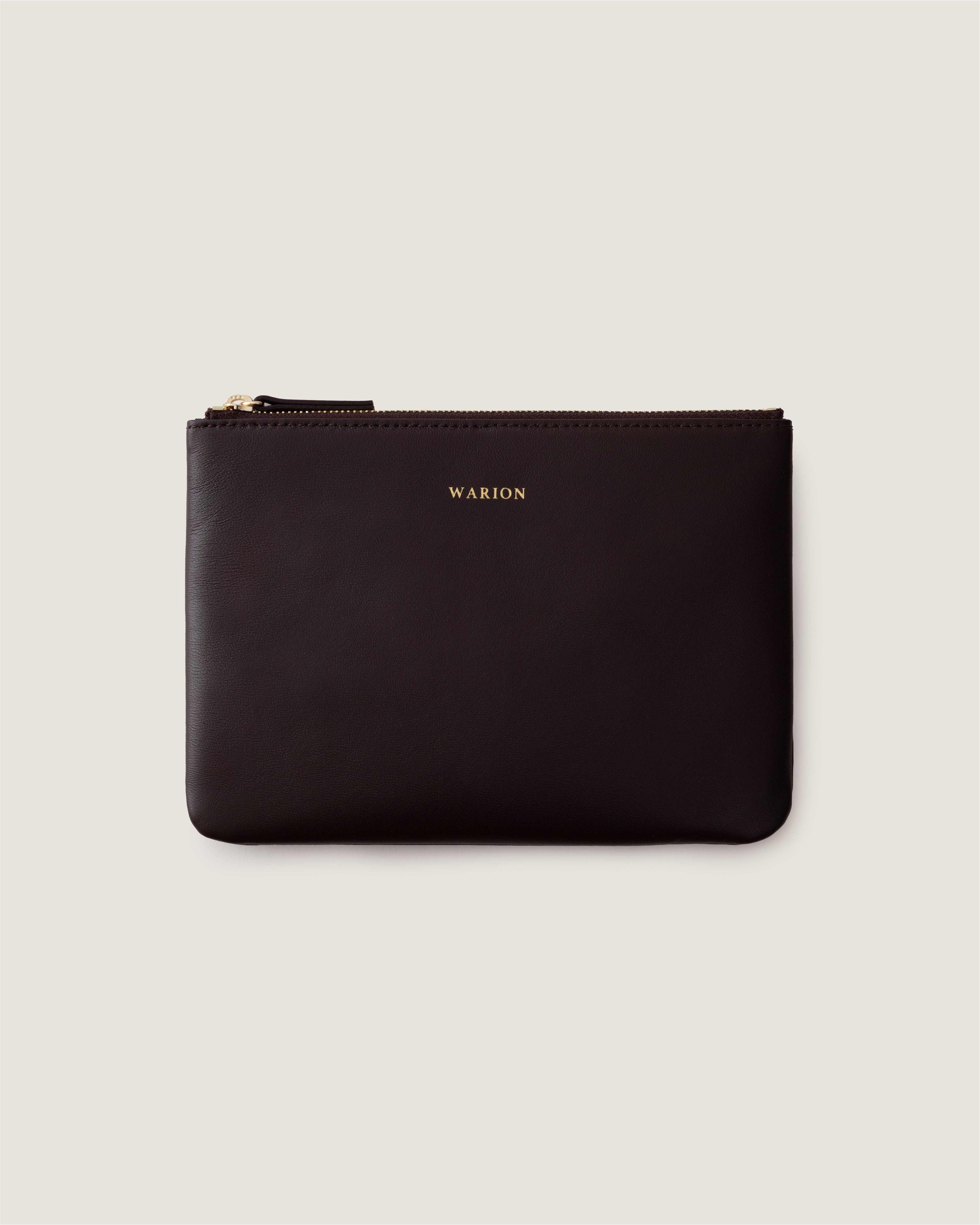 Classic Italian Leather Clutch Bag - Brown
