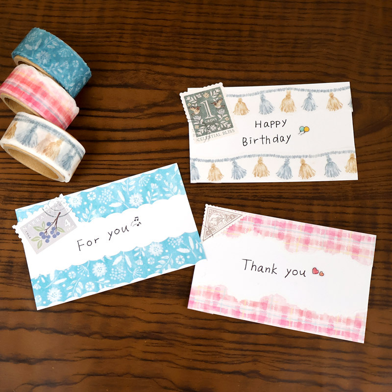 日本MIND WAVE．手繪水彩型拔和紙膠帶 共6款