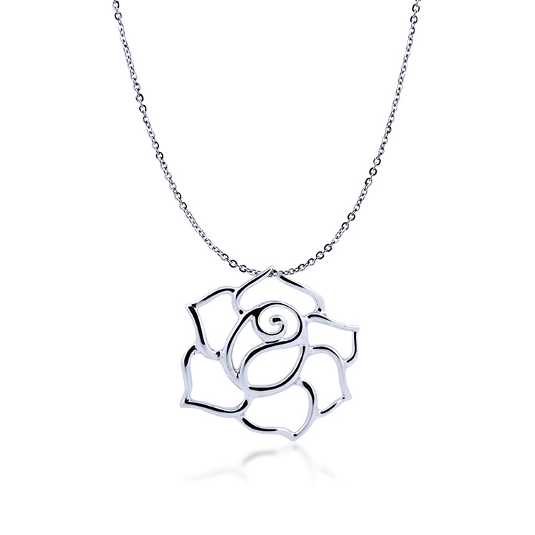 925純銀「玫瑰花」項墜+贈白鋼項鍊-NNSNP0088