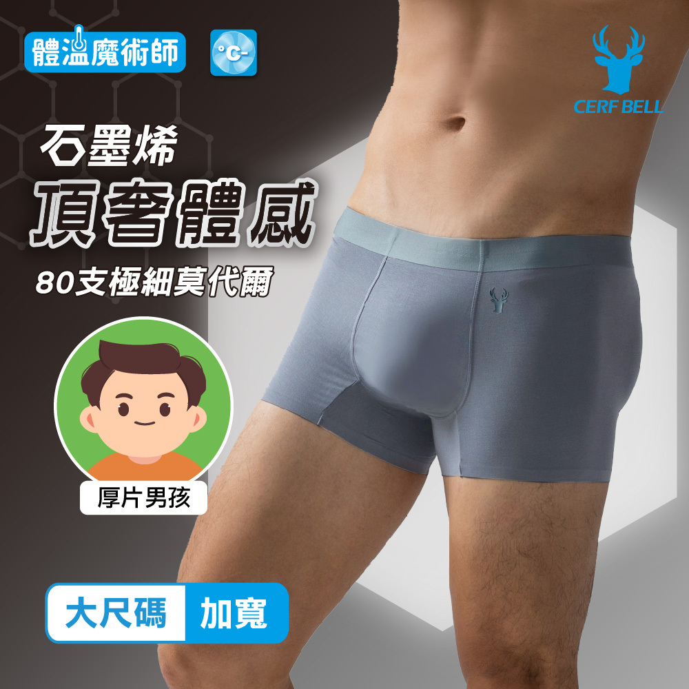 【肌柔】「Ultra Plus | 極致加長」平角莫代爾棉男內褲丨厚片男孩適用