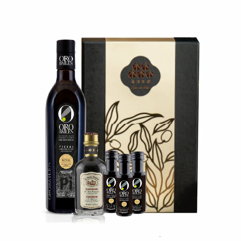 [皇嘉油醋禮盒]皇嘉特級冷壓初榨橄欖油500ml+典釀巴薩米克醋十年100ml (加贈特級冷壓初榨橄欖油25ml*3入)