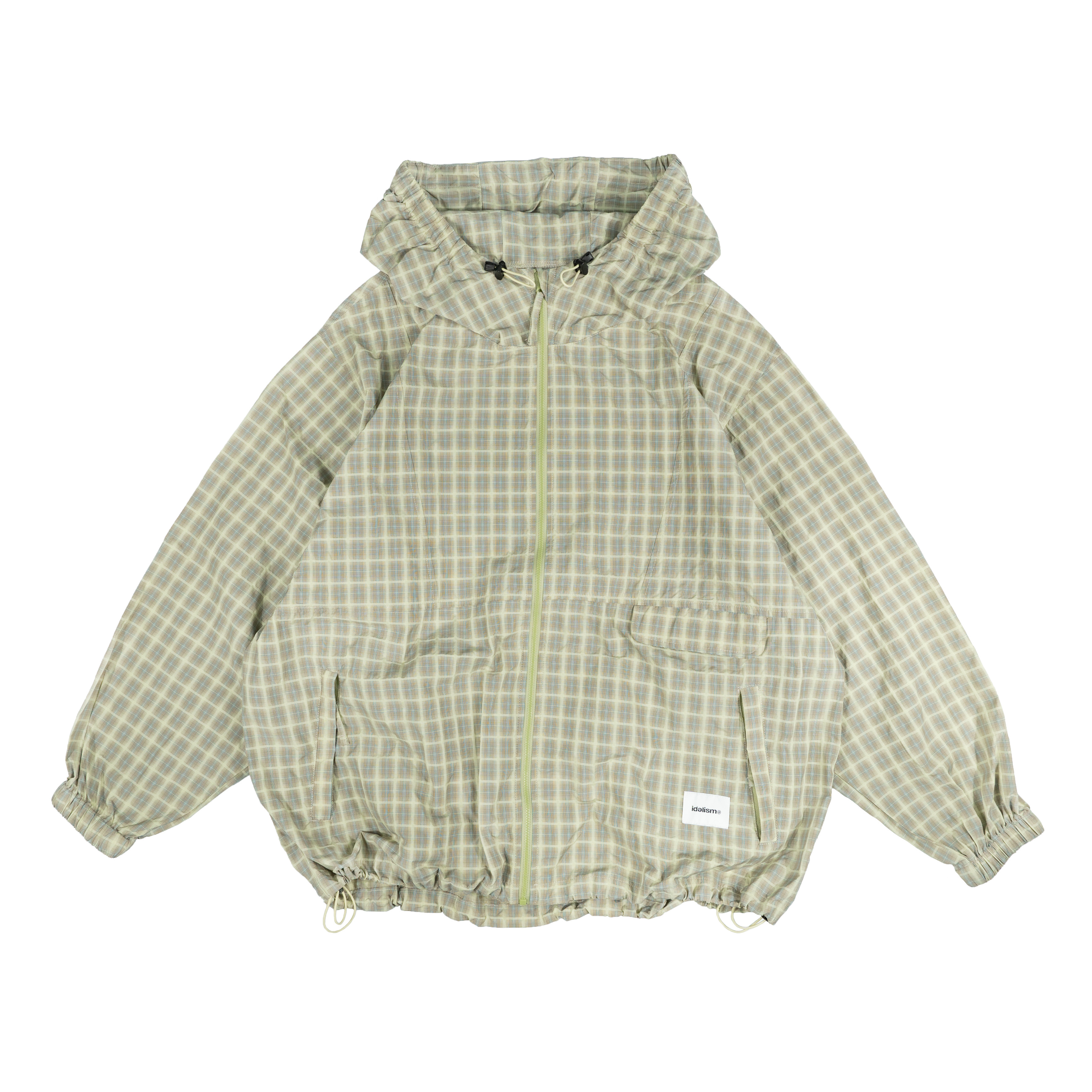 idealism 3D Check Jacket 棕色 綠色 尼龍 格紋 連帽外套【ID25060】