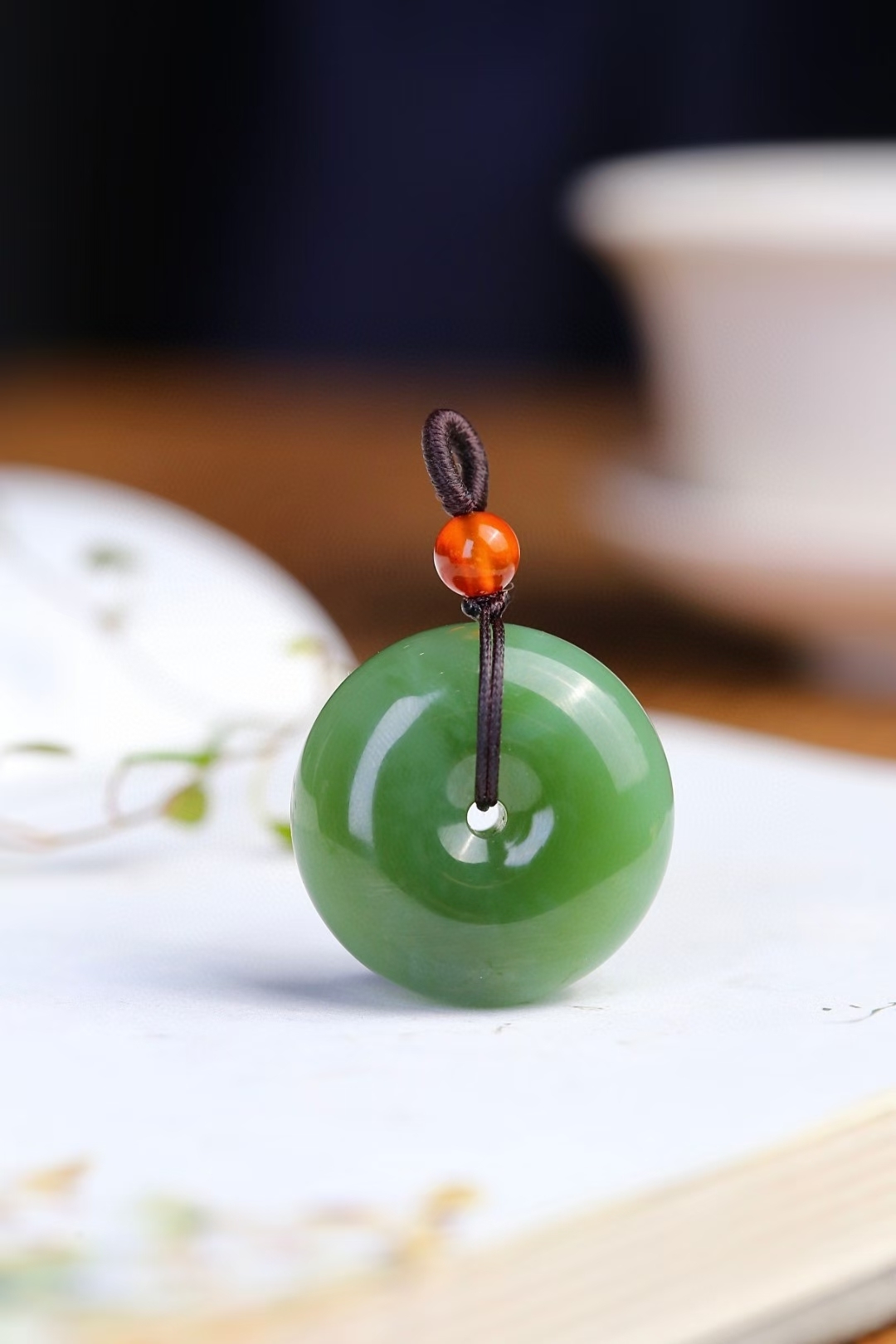 和田玉碧玉貓眼平安扣 (28mm直徑),天然和田玉軟玉