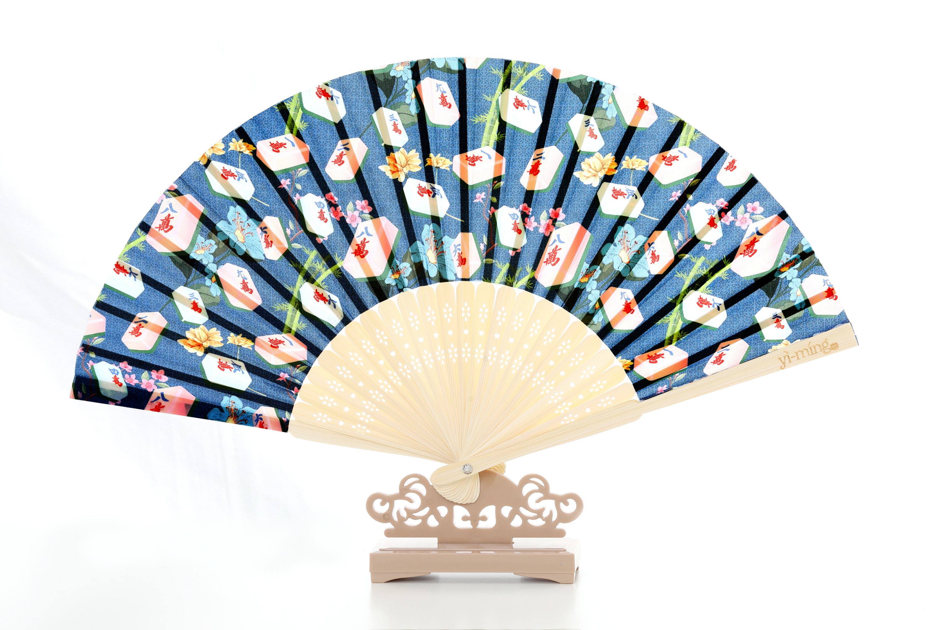 YI-MING pola 麻將印花中式摺扇