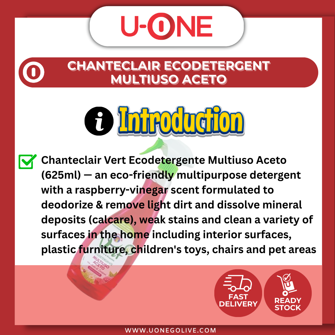U-ONE | China | Cleaning Series | Chanteclair | Ecodetergent Multiuso Aceto | Organic Vegetale