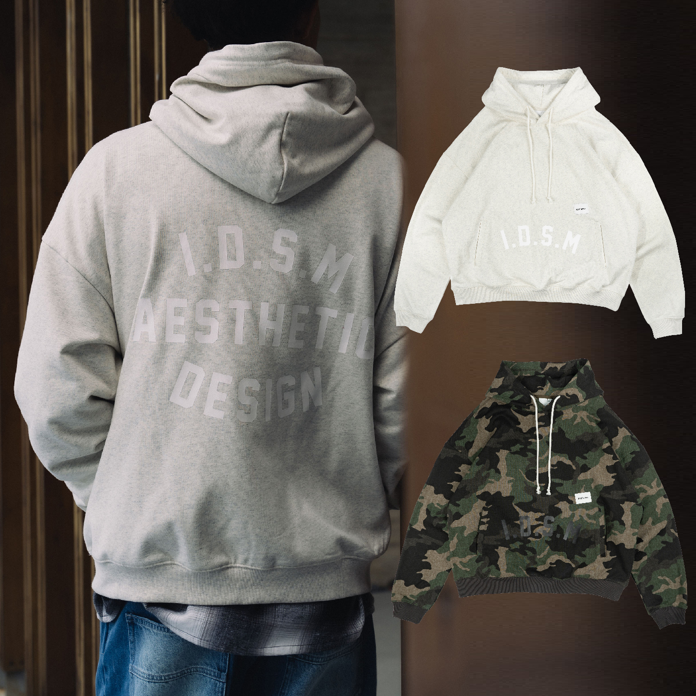 idealism IDSM Hoodie 迷彩 灰色 印花 短版連帽衛衣【ID25032】