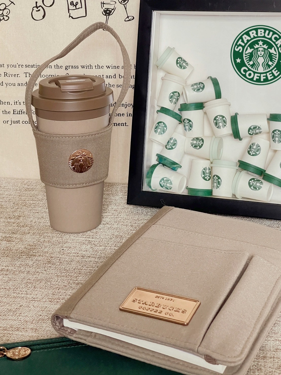 STARBUCKS 星巴克 雙層隨行杯 咖啡色 附杯套 473ML