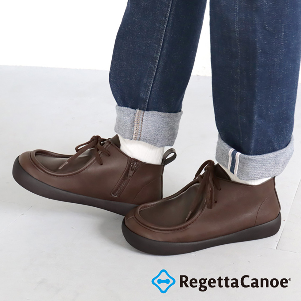 大阪樂步健康鞋 RegettaCanoe-側拉鍊袋鼠鞋休閒鞋CJGS1305(DBR-深棕色)