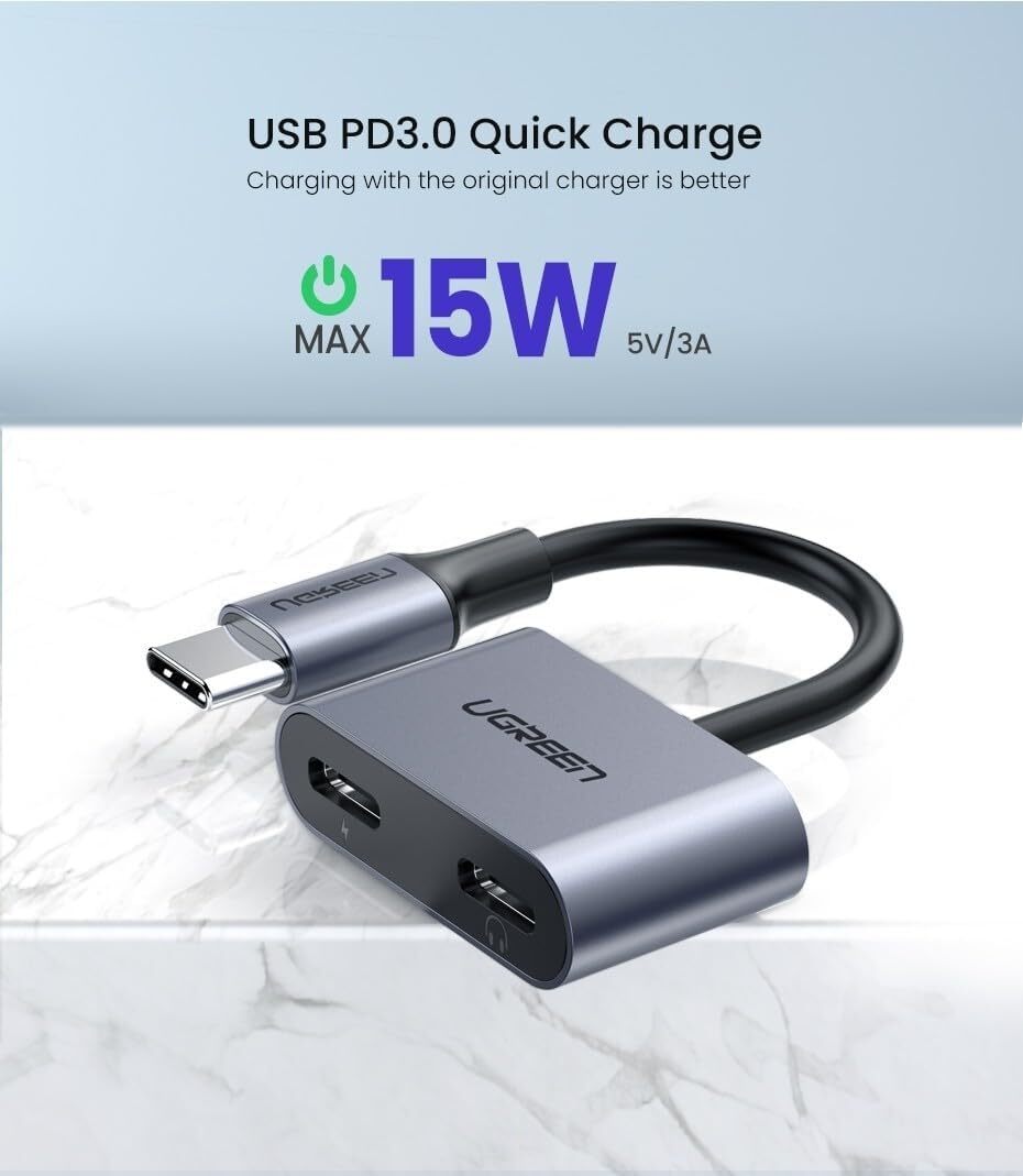 UGREEN 綠聯  二合一 USB-C 轉雙 USB-C 轉接器 60165-CM232