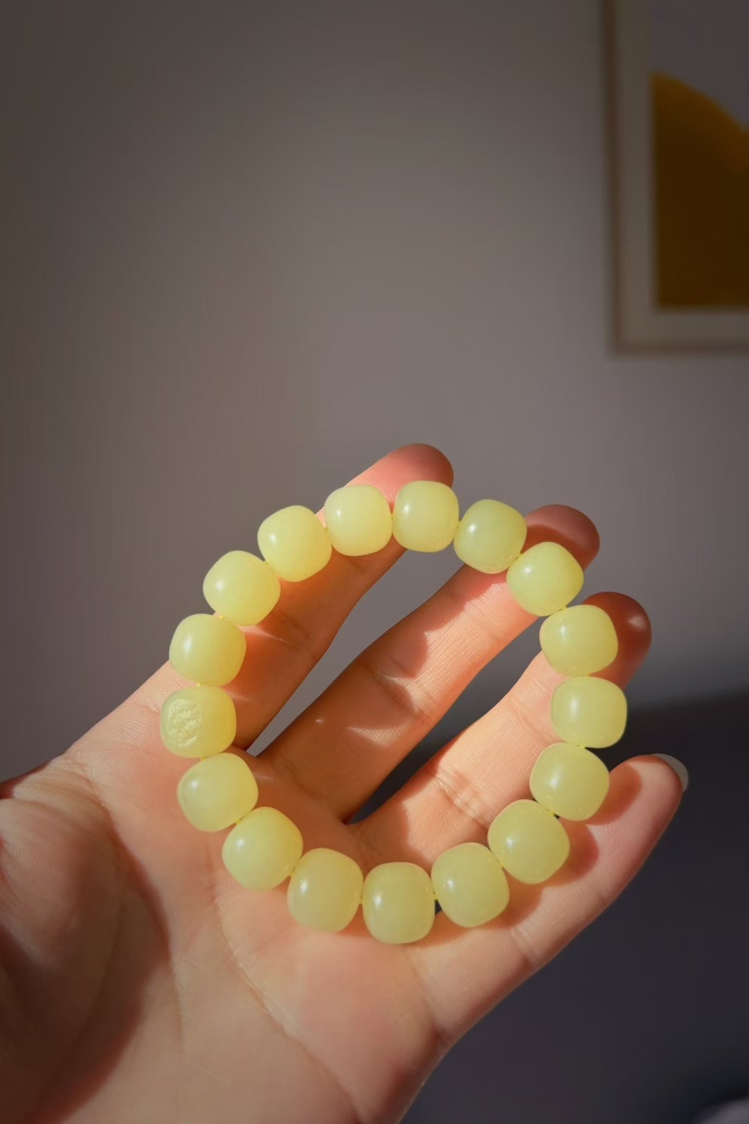 和田玉黃口料手串,天然和田玉軟玉