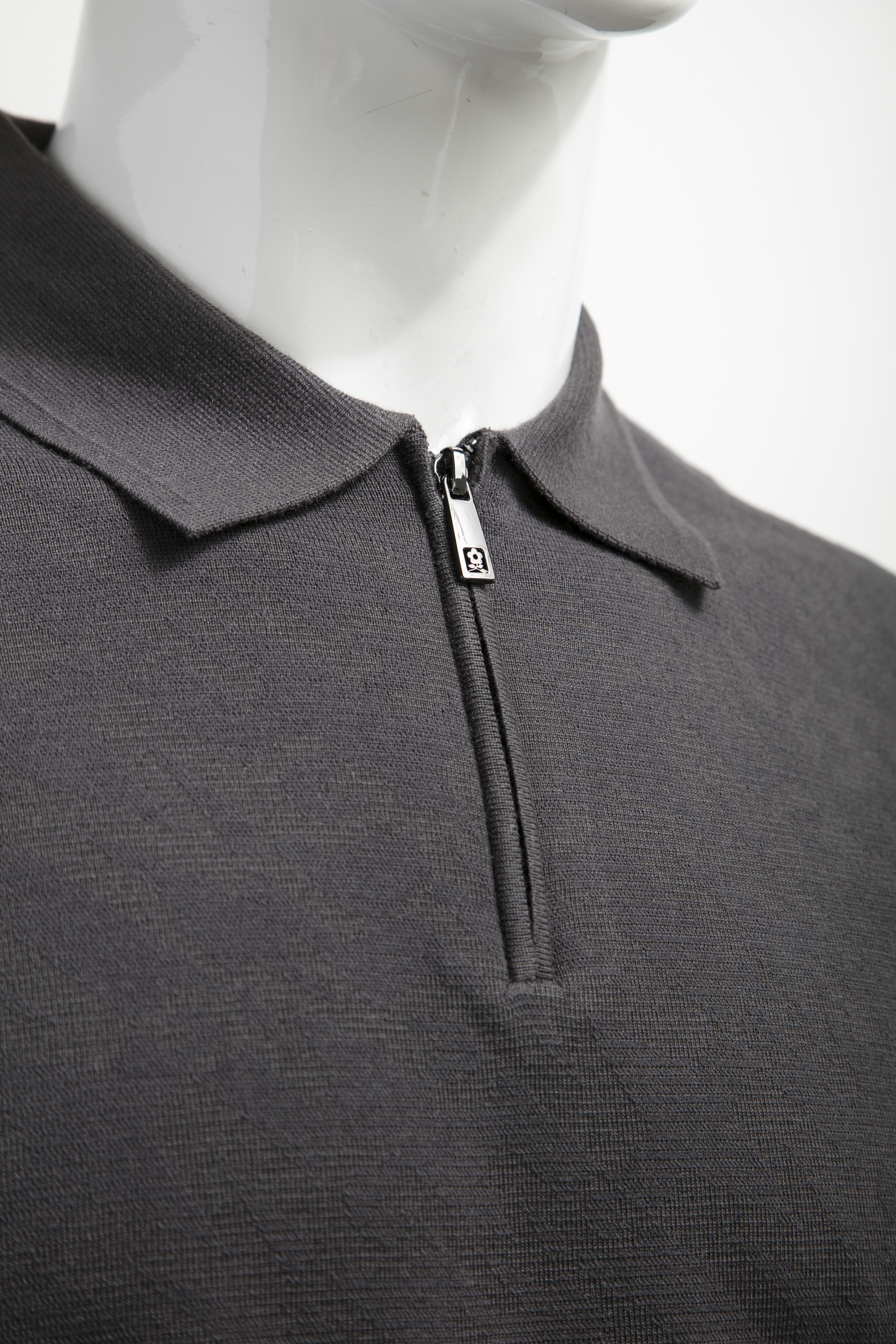 Montagut - 男裝淨色拉鏈Polo羊毛衣 修身版型 2540569SW61