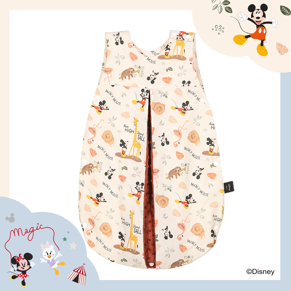 La Millou波蘭 豆豆防踢被/防踢背心分腿扣(70cm)｜米奇系列_動物園篇(奶油米底)｜奶油紅絲絨