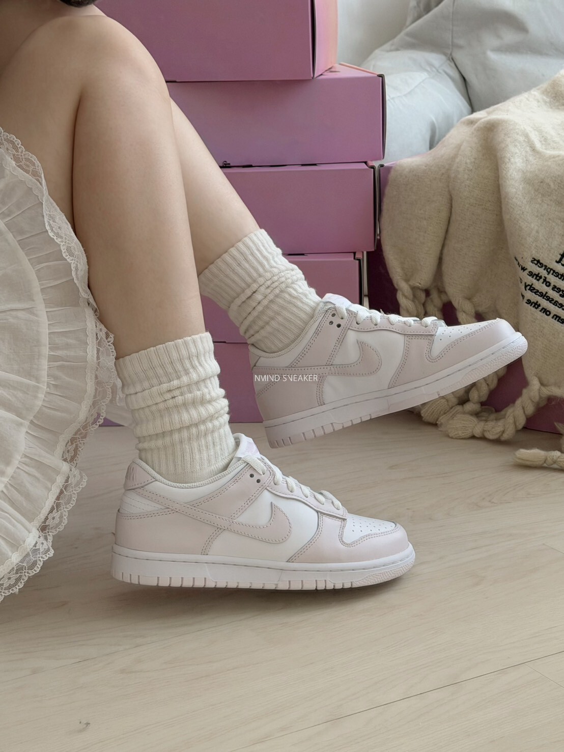 <今晚調漲🌸> NIKE DUNK LOW 奶霜櫻粉 大童