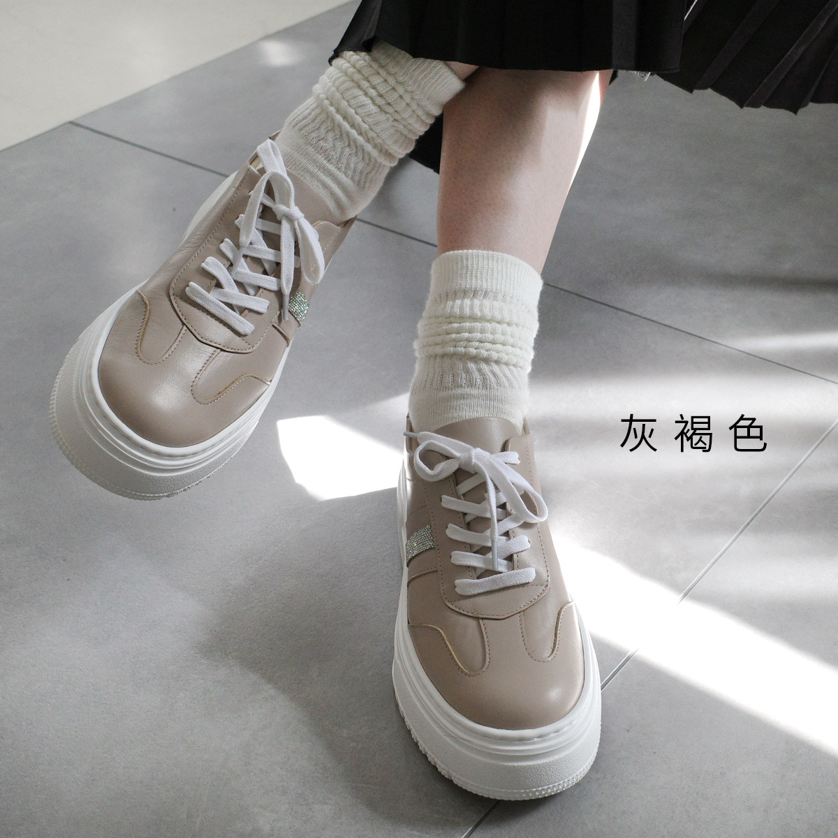 增高法寶 日本製真皮厚底休閒鞋【PO5857】