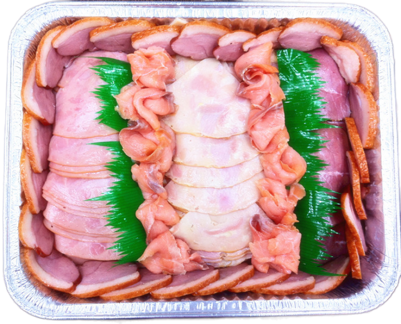 歐陸凍肉拼盤 共2kg (煙挪威三文魚片、黑椒牛肉片、煙鴨胸片、無骨豬脾片、熟火雞胸片、蜜糖火腿片)
