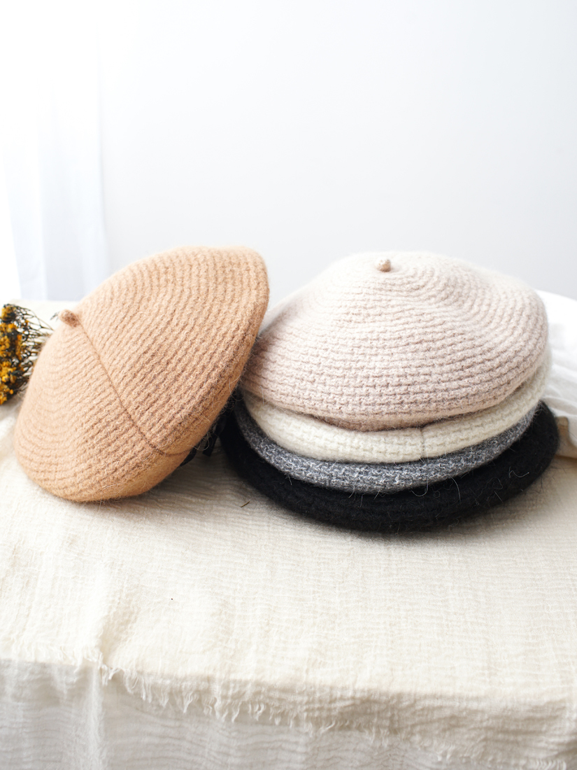 蜂巢織紋羊毛貝蕾帽(5色)