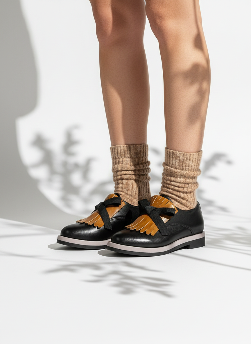 Kiltie Bow Ox 復古流蘇厚底鞋