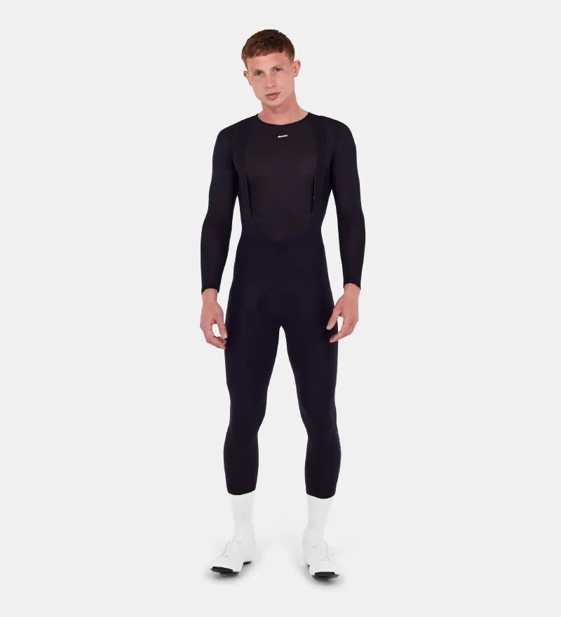 【Santini】獨特冬季吊帶九分褲 頂級舒適 /黑〔C3墊子〕