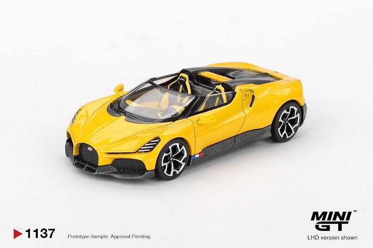 PO-$107 * MINI GT * 1:64 1137 Bugatti W16&nbsp;Mistral Yellow LHD