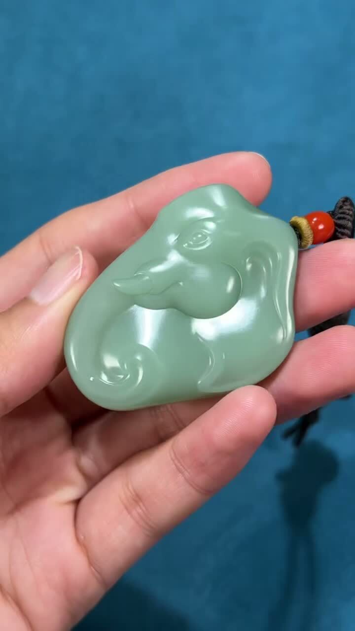 和田玉喜象升平,天然和田玉軟玉