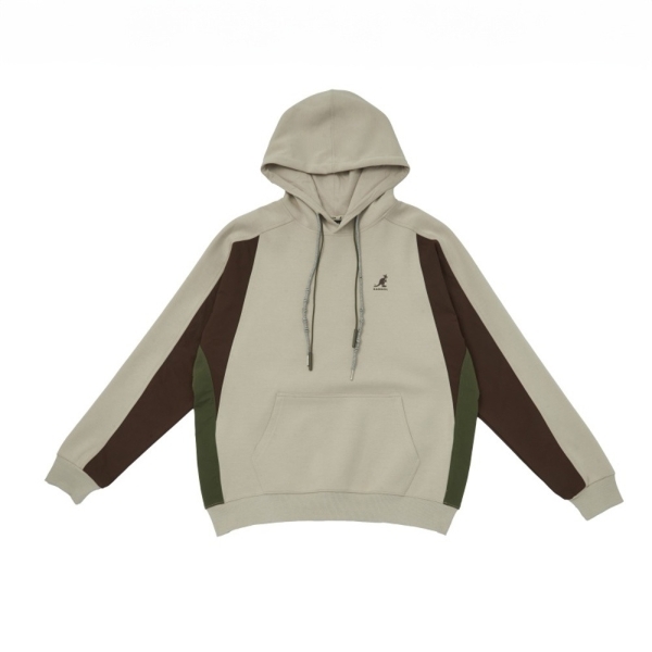 KANGOL 帽T 卡其 拚色 學院 連帽T 中性 6455105031