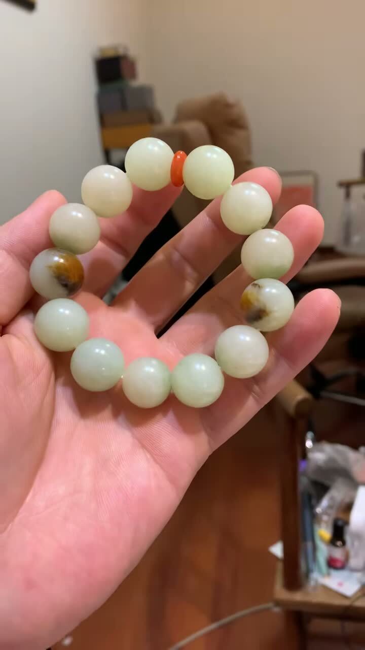 和田玉籽料手串,天然和田玉軟玉
