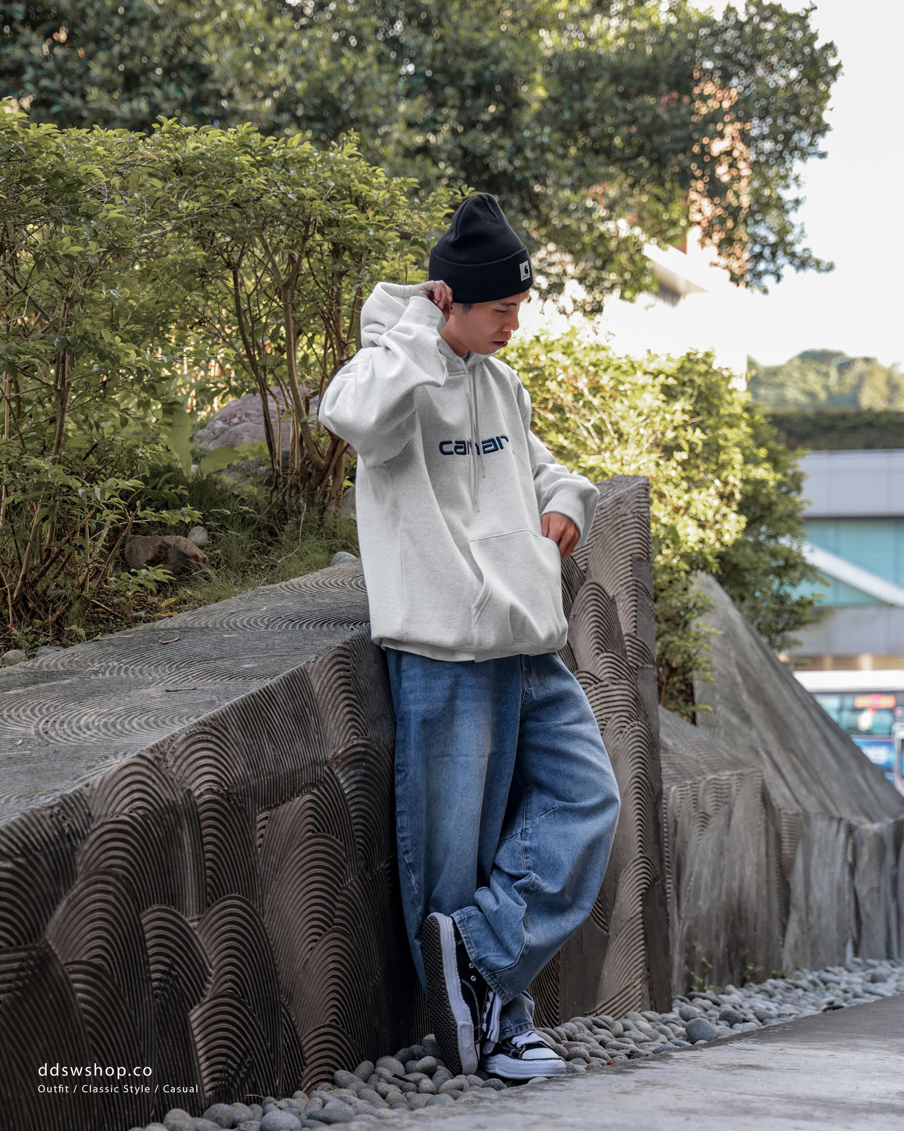 "現貨" Carhartt WIP Hooded Carhartt Sweatshirt 經典款 刺繡 LOGO 鋪棉 帽踢 灰色