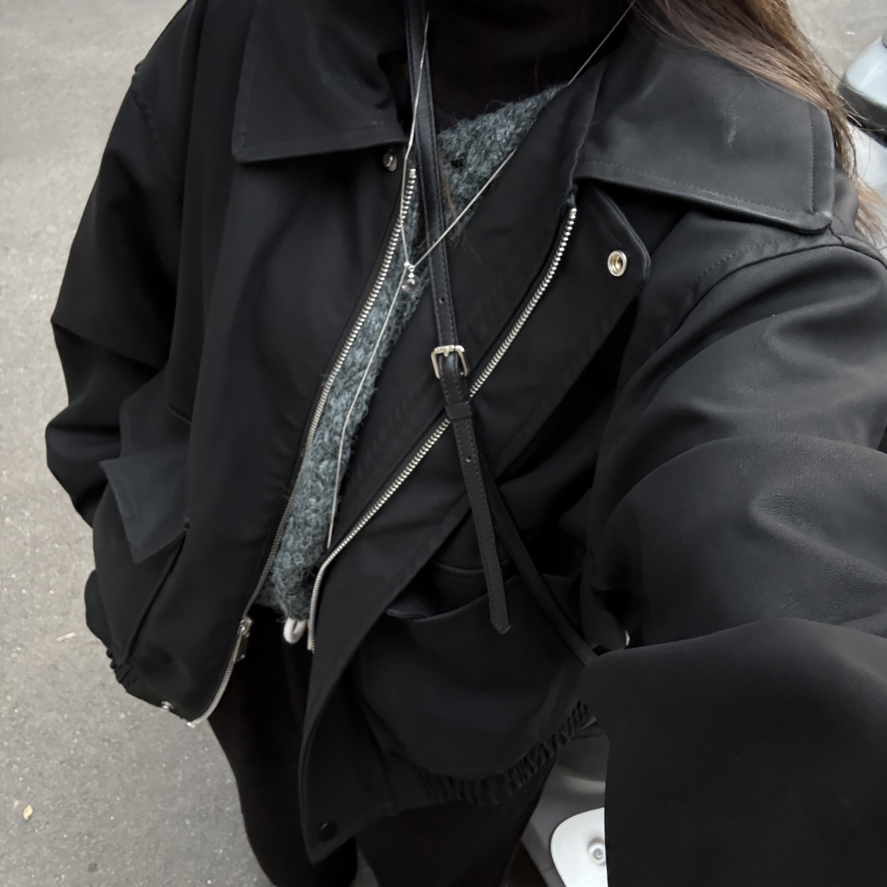 高級感鋪棉霧面皮外套