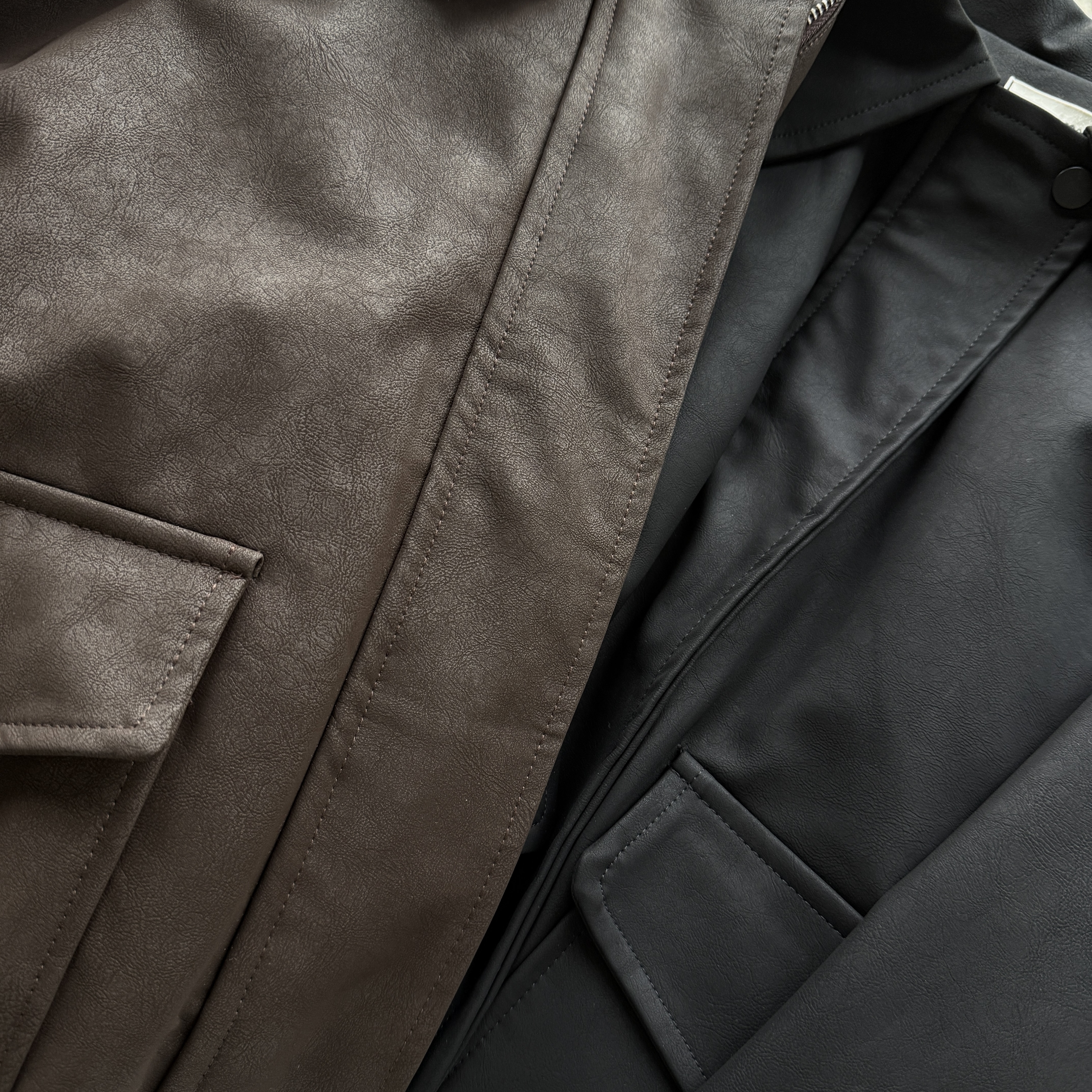 高級感鋪棉霧面皮外套